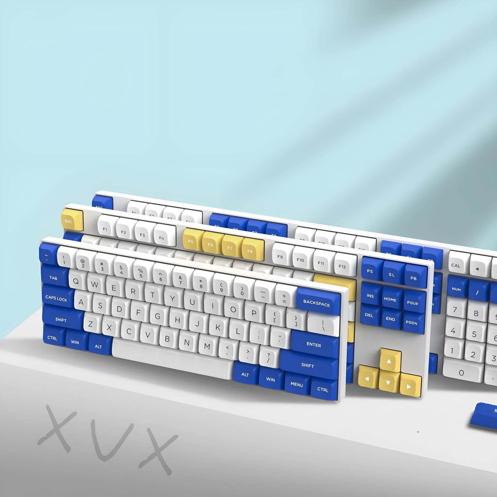 189-key PBT double-shot keycap set for mechanical game keyboards in multiple colours including blue and purple