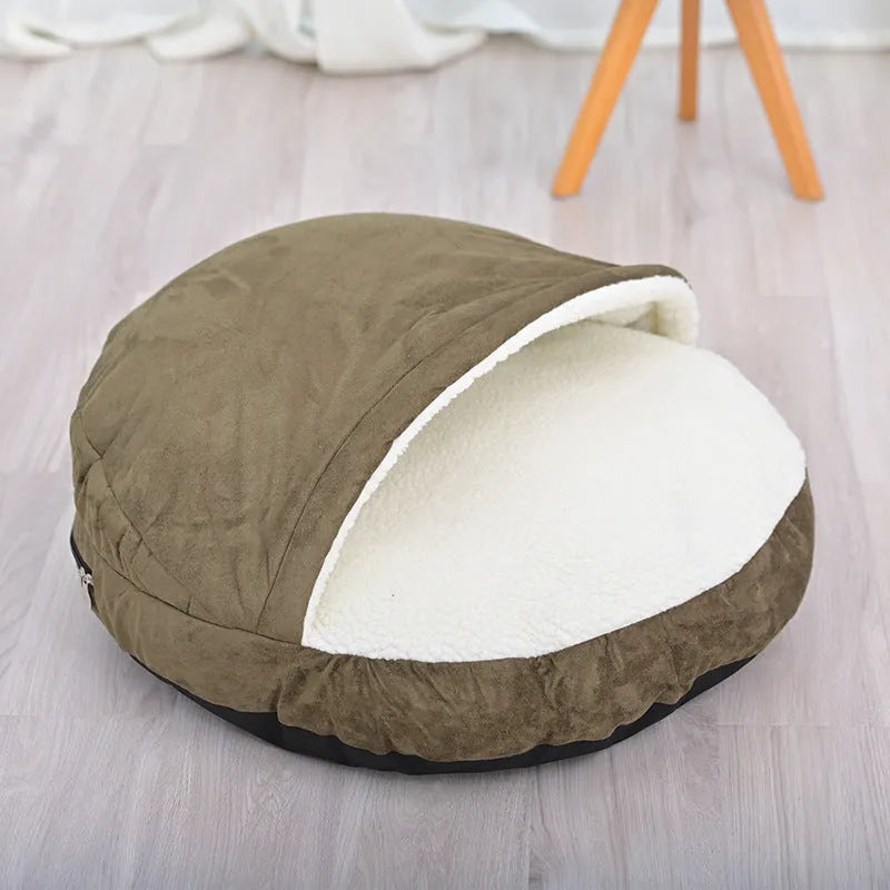 Brown removable cloth dog kennel bed for small to medium dogs