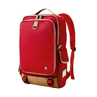 Modern men's large backpack in Oxford cloth, shown in army green colour, with dimensions 30cm by 16cm by 46cm.