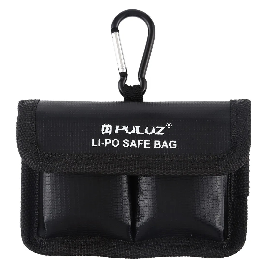 Action Camera Lithium Battery Explosion-proof Storage Bag Black 12.5x8.5x2.5cm with carabiner