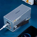 Large 50000mAh outdoor power bank with digital display and five output ports in yellow plastic case