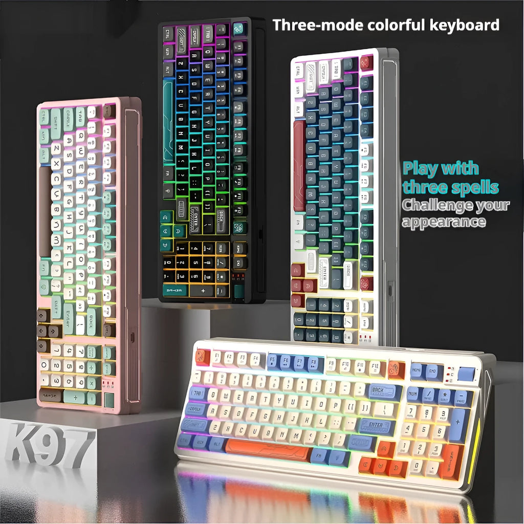 USB wired desktop computer keyboard with luminous keys in ABS plastic casing showing colour options