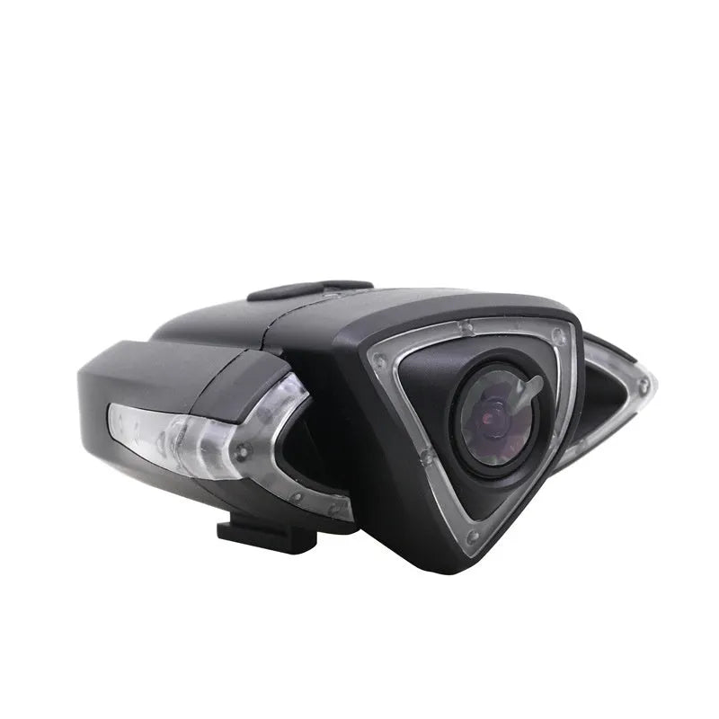 Grey bicycle driving recorder with 800W pixel lens and ABS body, compact size 8.5x8.5x4.2cm