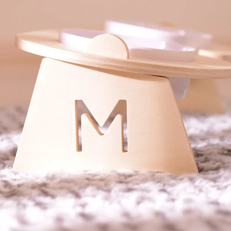 Ceramic pet bowl with dining table stand for cats and small dogs, single or double bowl style