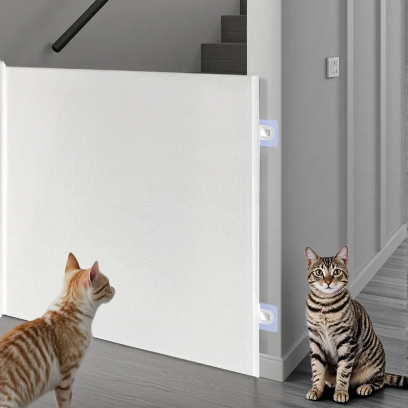 Automatic telescopic pet fence barrier in white large size 130x78cm for doorway