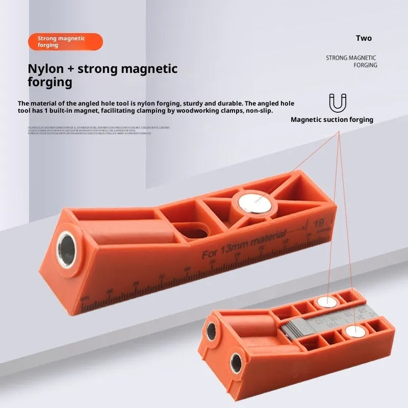 Orange plastic woodworking oblique hole punching locator 28-piece double-hole drilling positioning suit for accurate angle drilling