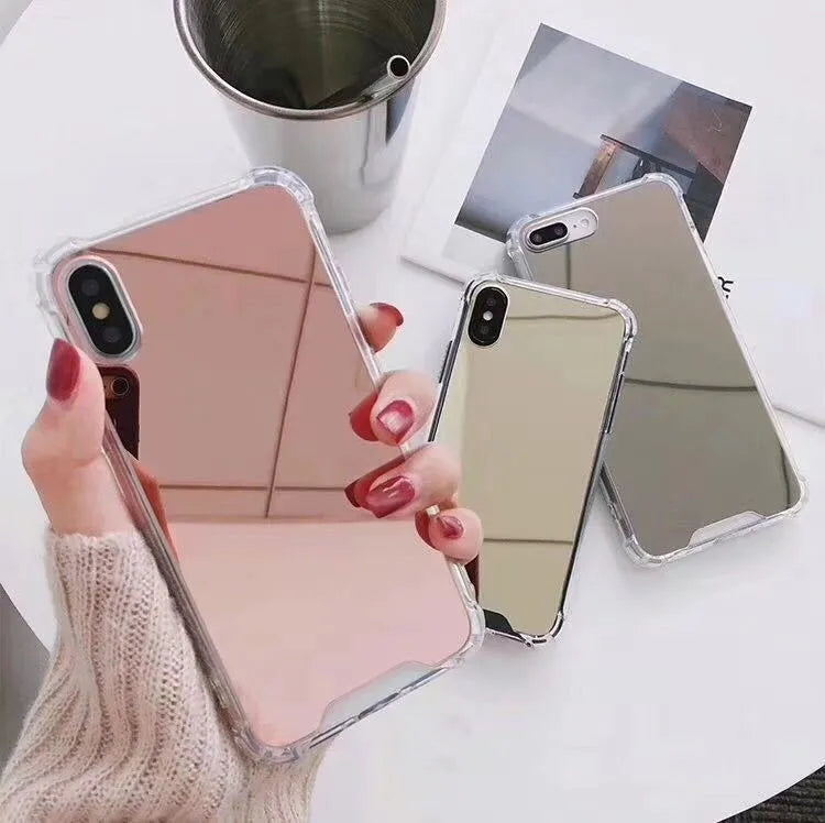 Mirror finish TPU phone case for iPhone shown in multiple colour options