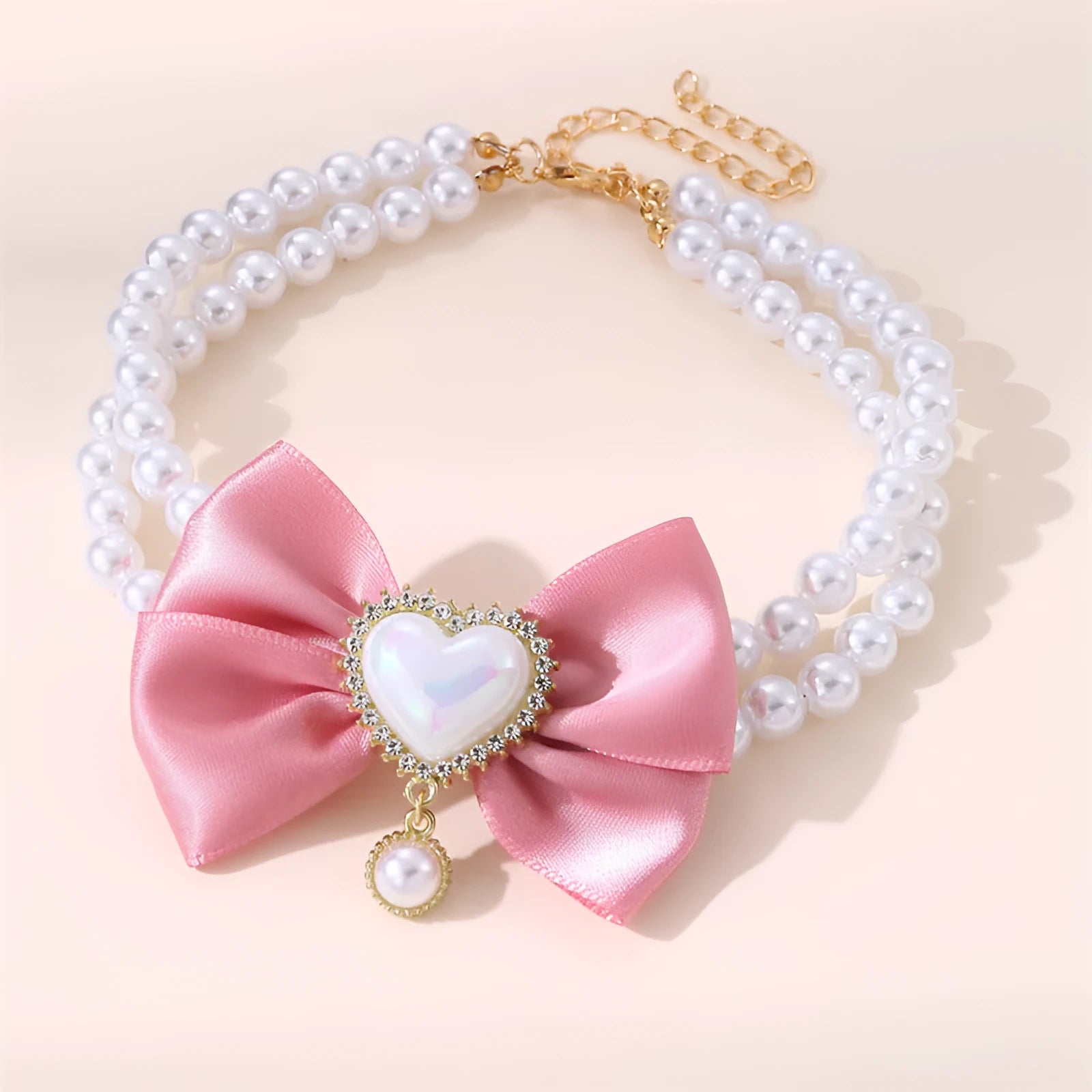 Cute heart shape princess style pearl bead pet necklace for dogs and cats