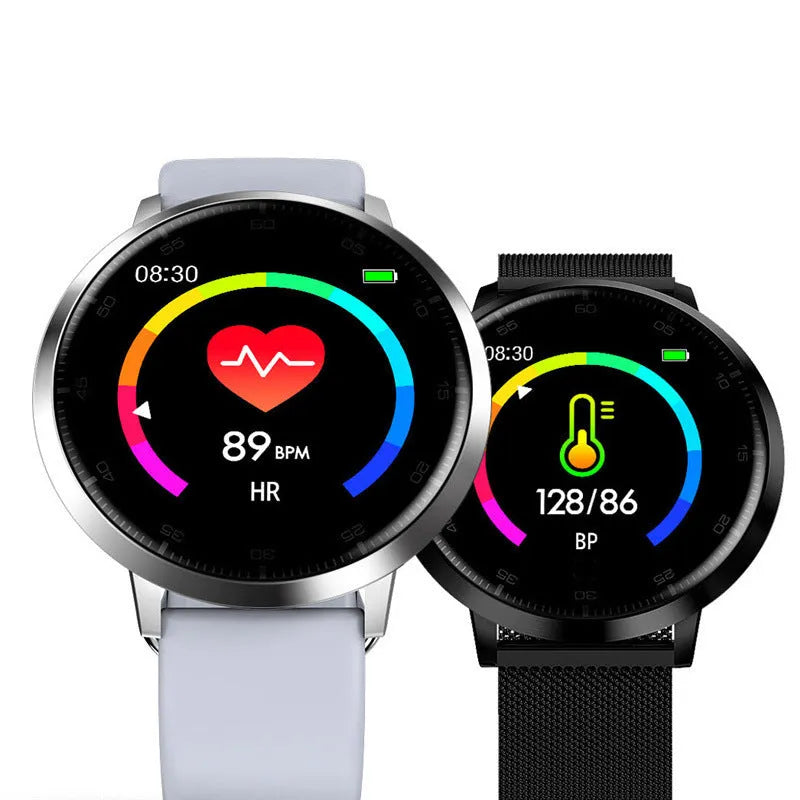 Black ultra-thin smart health bracelet with 45mm zinc alloy case and 1.3-inch screen on a silicone strap.