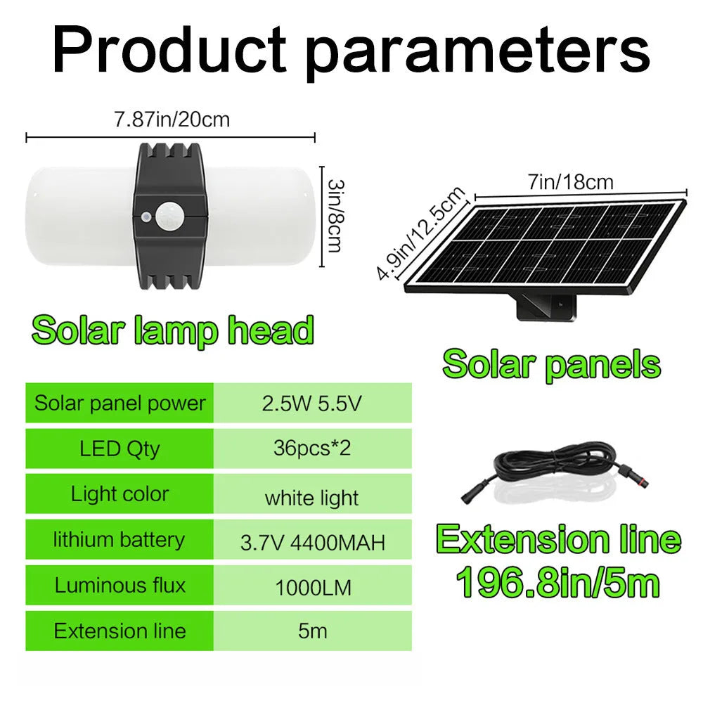 Black outdoor solar security floodlight with abstract design and mounting bracket on a wall.