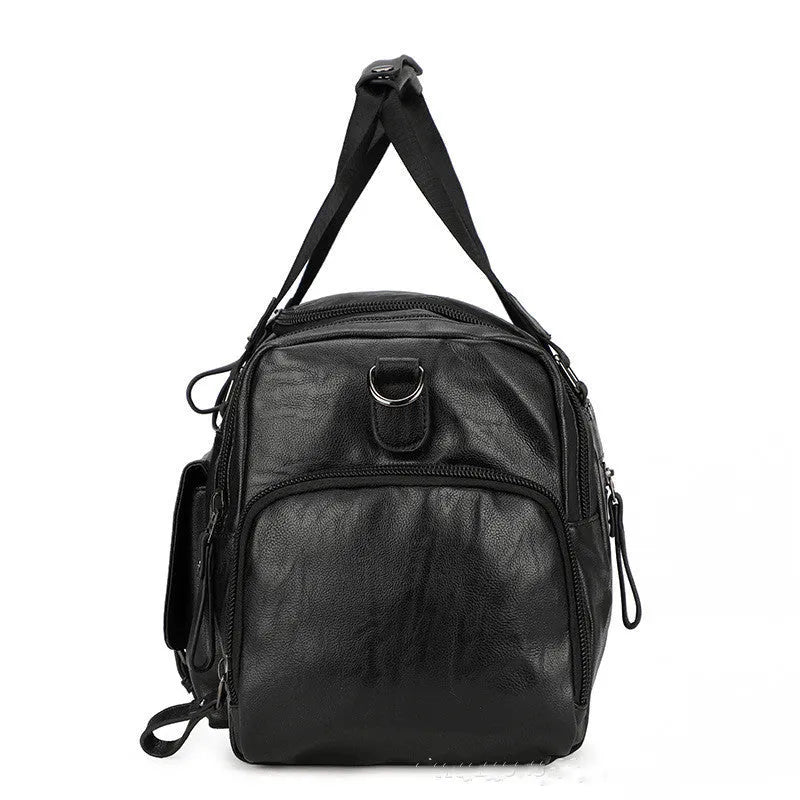Black large capacity travel bag with separate shoe compartment for gym kit and holidays.