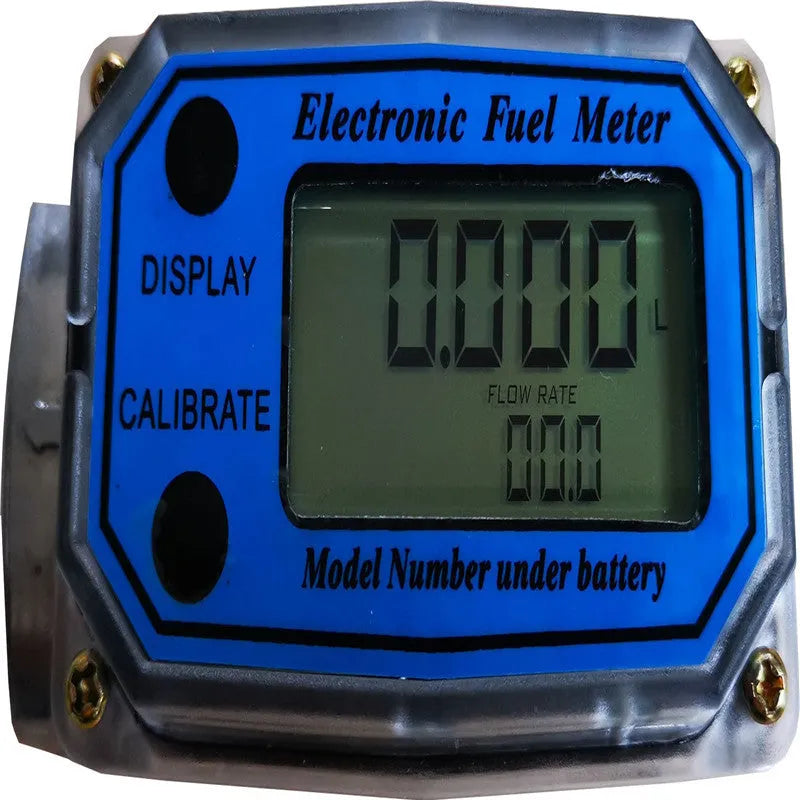 Blue aluminium alloy 25mm turbine flowmeter with screw-to-PT connections, 100 m3/h range, 0.5% accuracy