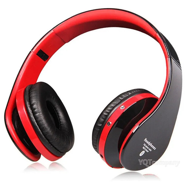 Wireless Bluetooth stereo headset nx-8252 in black, foldable design with adjustable hinges and padded ear cups