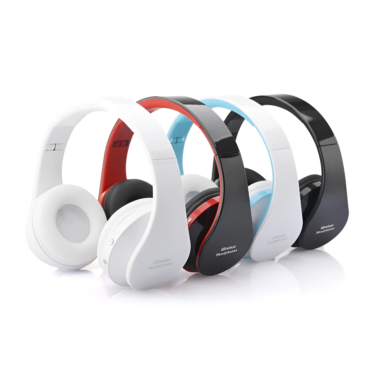 Wireless Bluetooth stereo headset nx-8252 in black, foldable design with adjustable hinges and padded ear cups