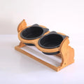 Ceramic pet bowl cat food bowl with stand for cats 400ml capacity single or double bowl in black white black and white choice of stand or shelf colour options as shown