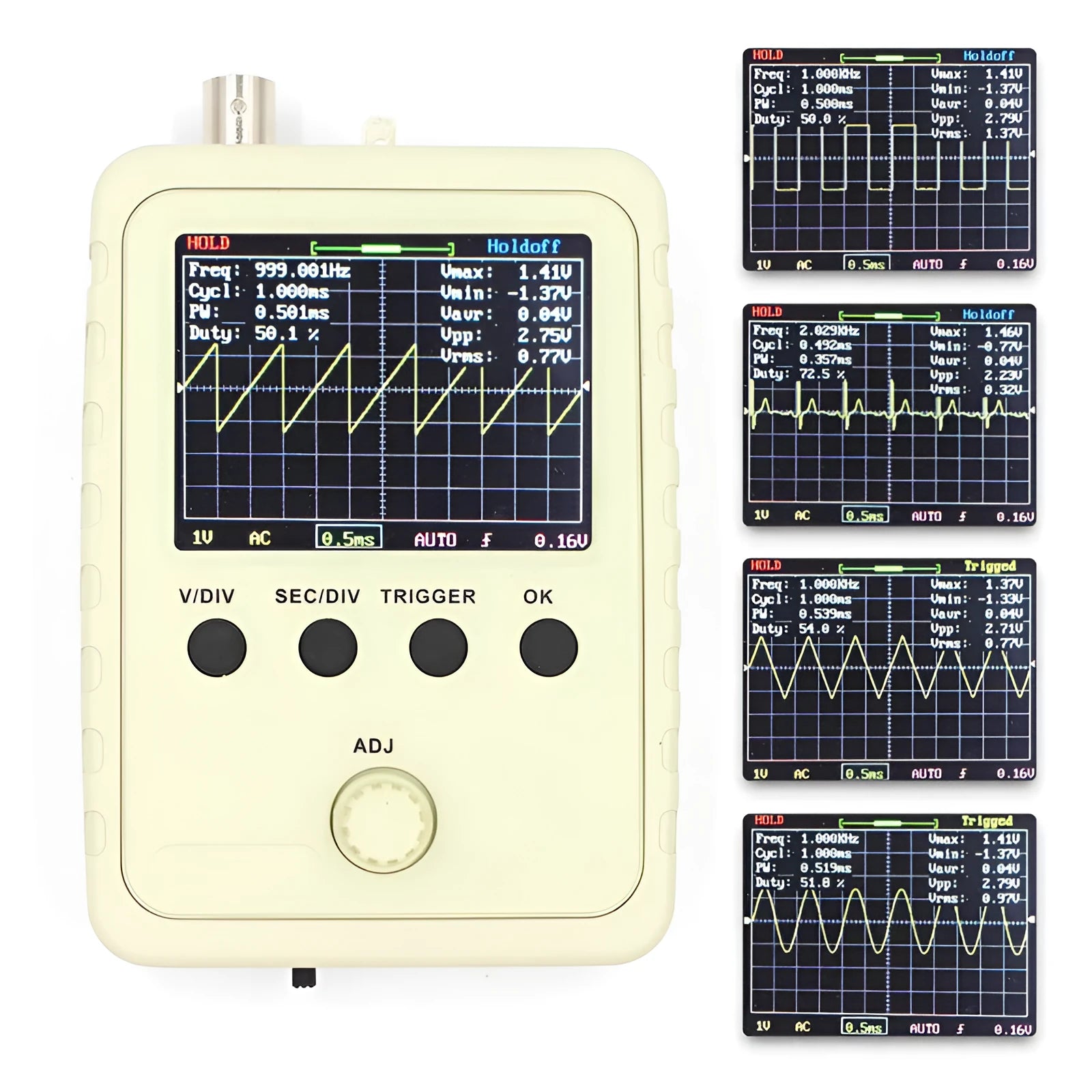 Oscilloscope electronic teaching and training DIY kit with BNC probe and pre-soldered analog board