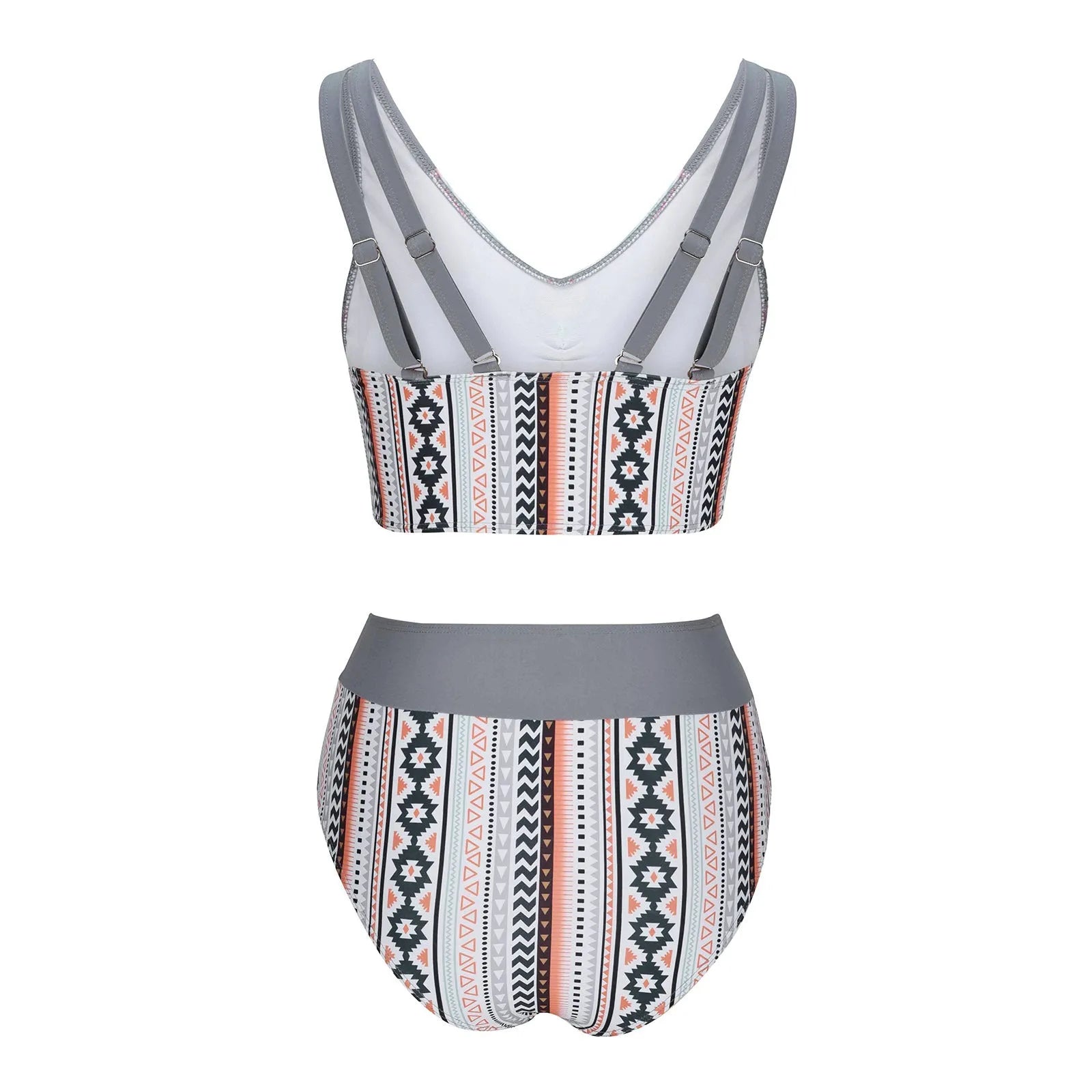 Women's blue cross sling split swimsuit bikini set on mannequin