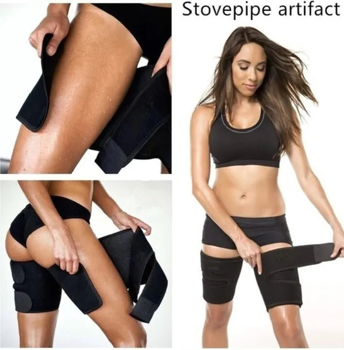 Black sports fitness leggings with running protective strap neoprene 75% chlorine fiber sweat protection 60x17.5cm