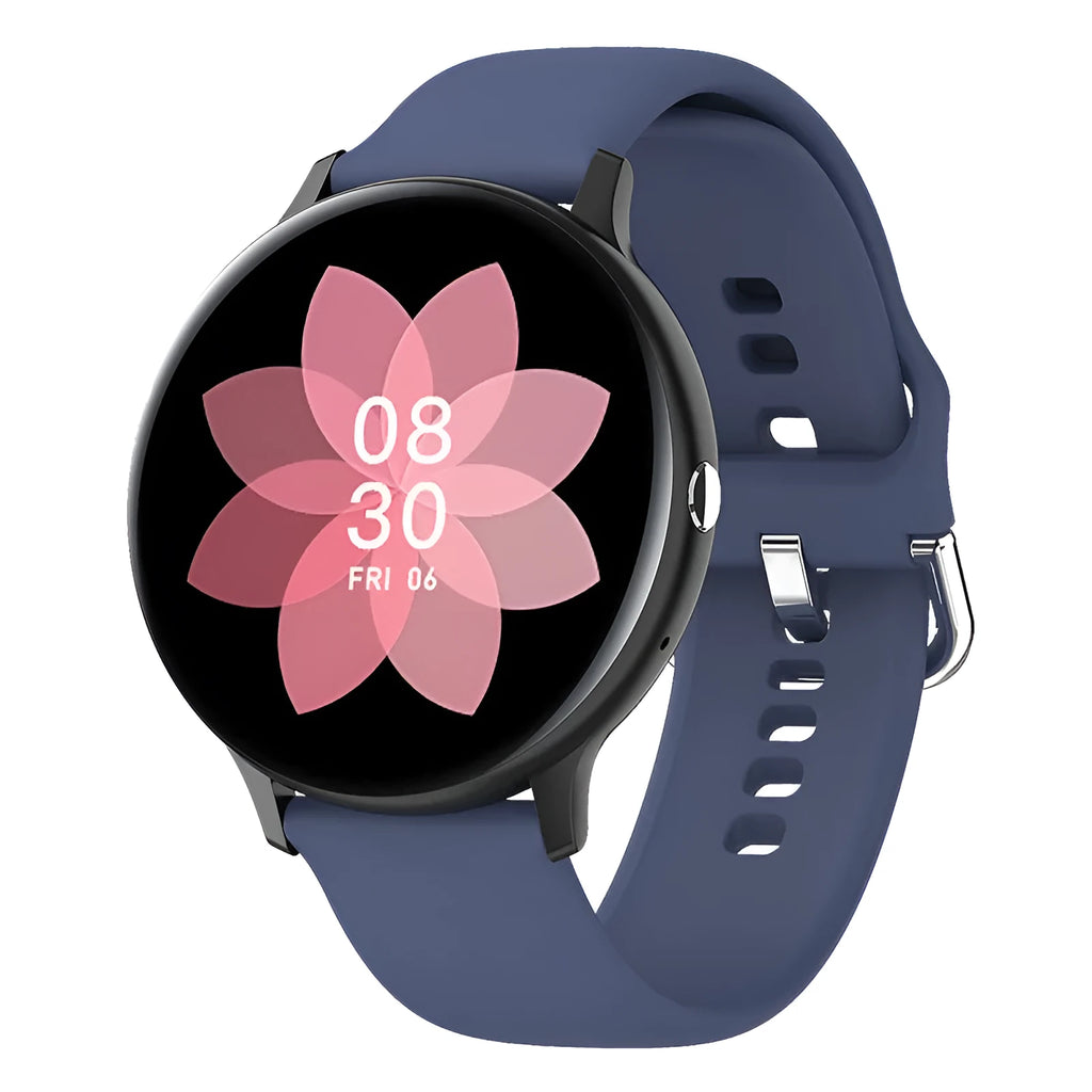 Smart bracelet watch with 1.3-inch screen on a wrist, showing health stats, available in black, blue, or red.