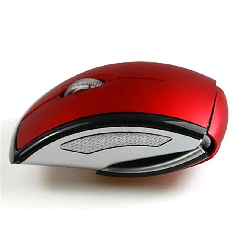 Black wireless foldable mouse with nano receiver and 2.4GHz connectivity, 1600CPI optical sensor, compact size 8.5x6x3.5 cm