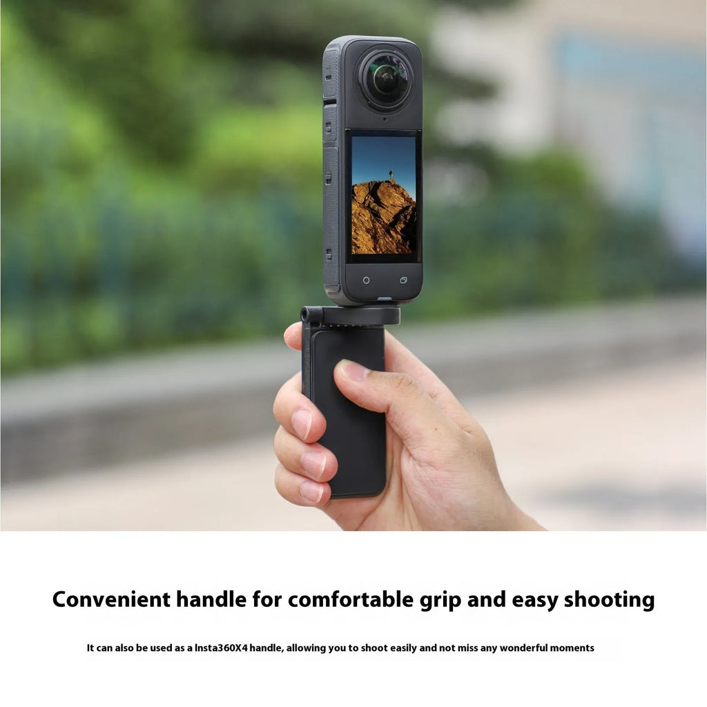 Black Insta360 X4 magnetic bracket base with adjustable angle for camera mounting