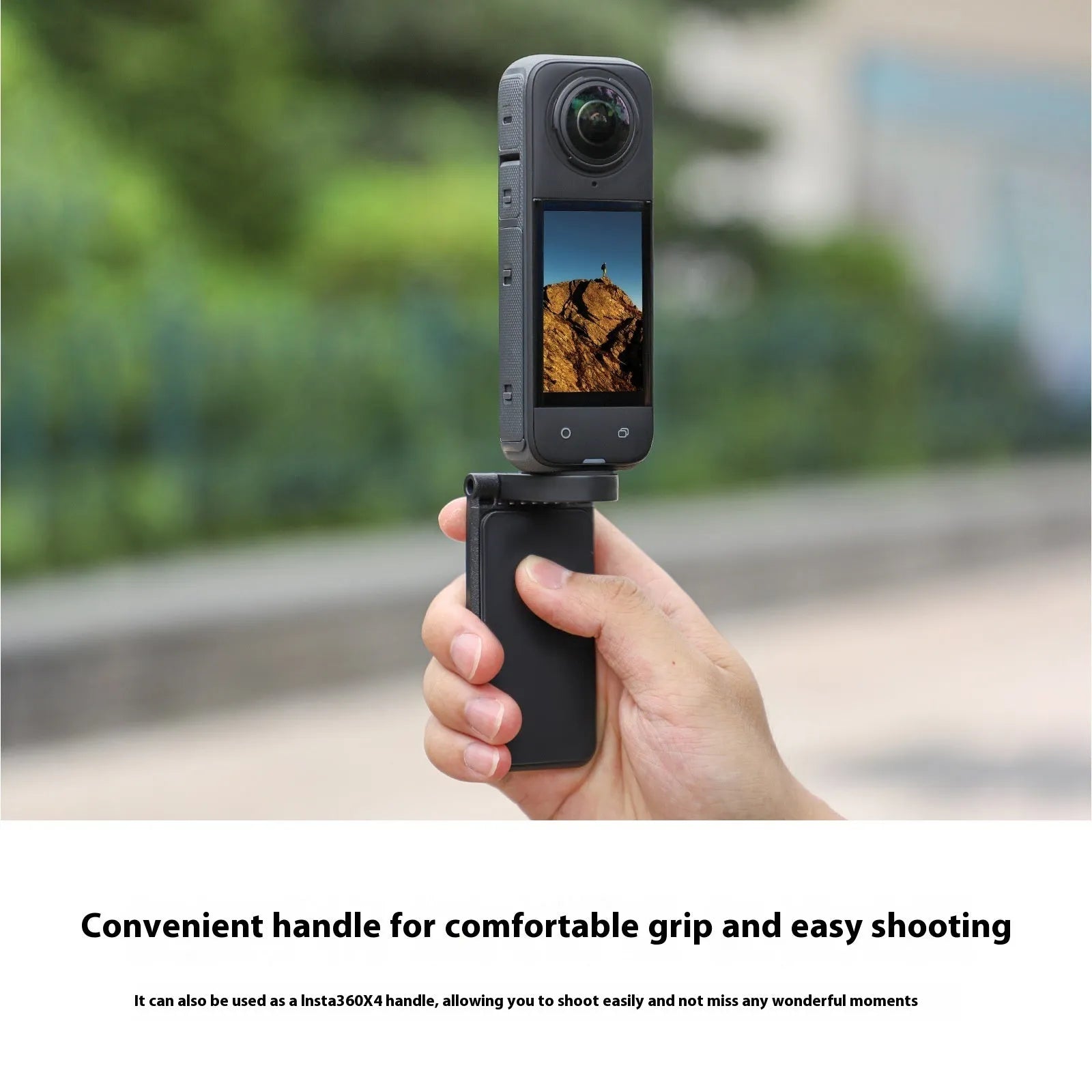 Black Insta360 X4 magnetic bracket base with adjustable angle for camera mounting