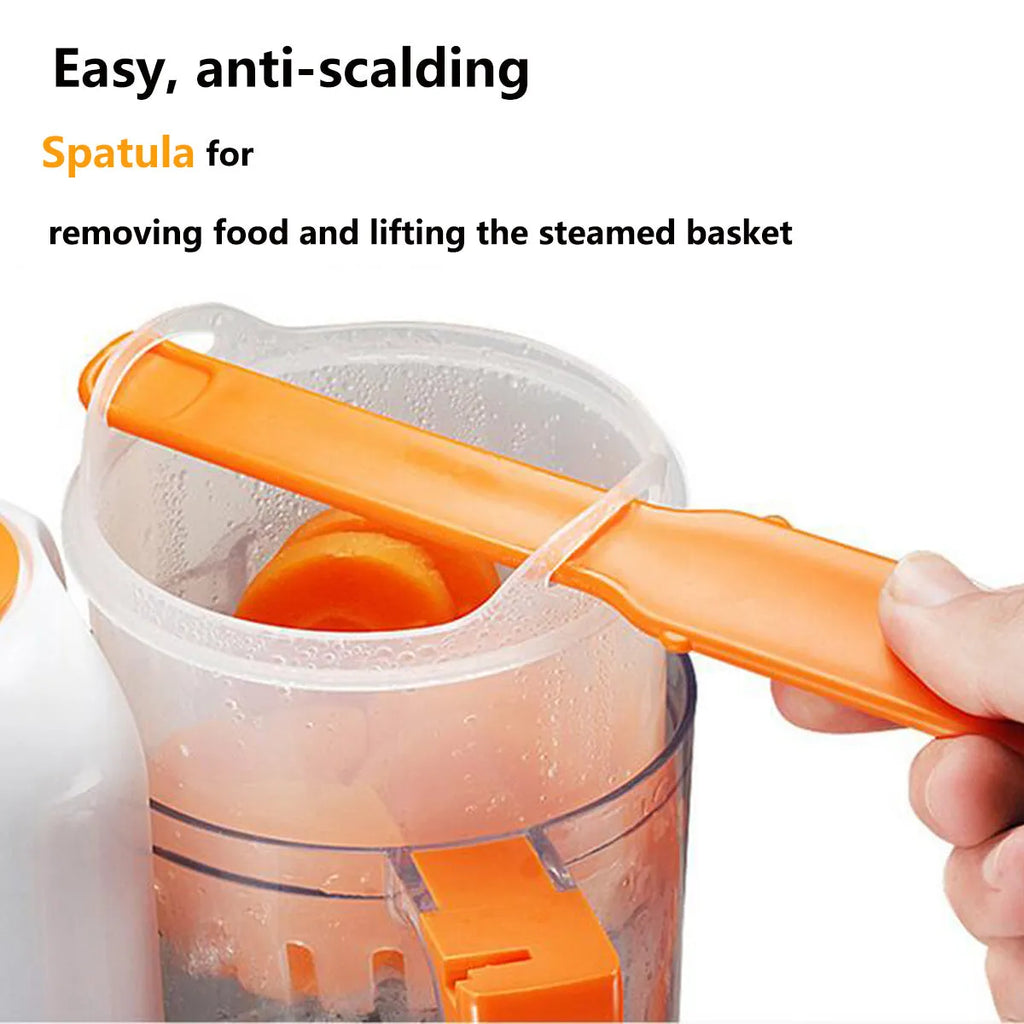 Multi-function baby food processor in light green with steam and stir functions, 190ml capacity, BPA-free materials