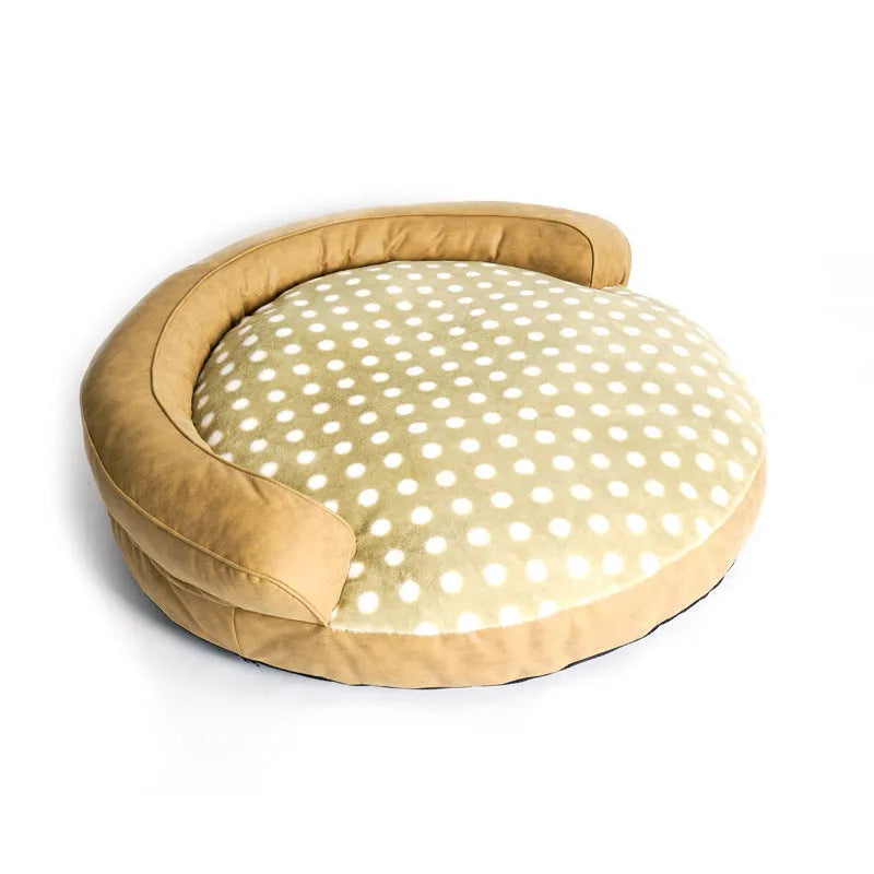 Large cloth dog kennel mat 124cm x 30cm in dot style khaki or dark grey rectangular pet bed