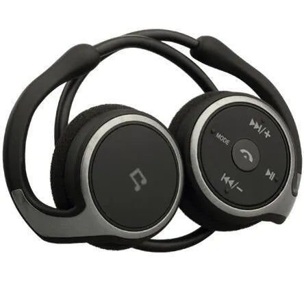 Stereo wireless Bluetooth headset in Black with TF card slot and FM radio