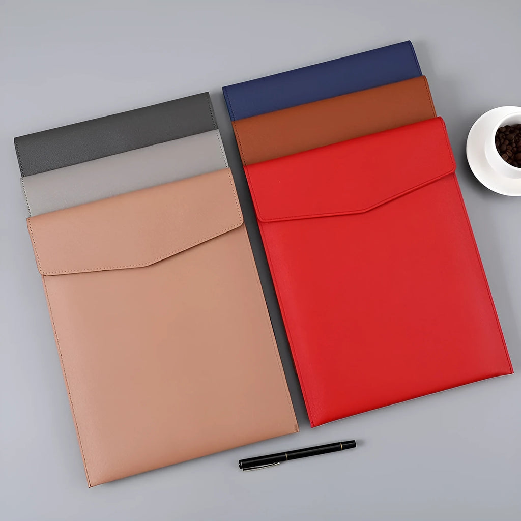 A4 vertical PVC leather file bag in black, blue, red, light brown, dark brown, light gray, dark gray for business documents