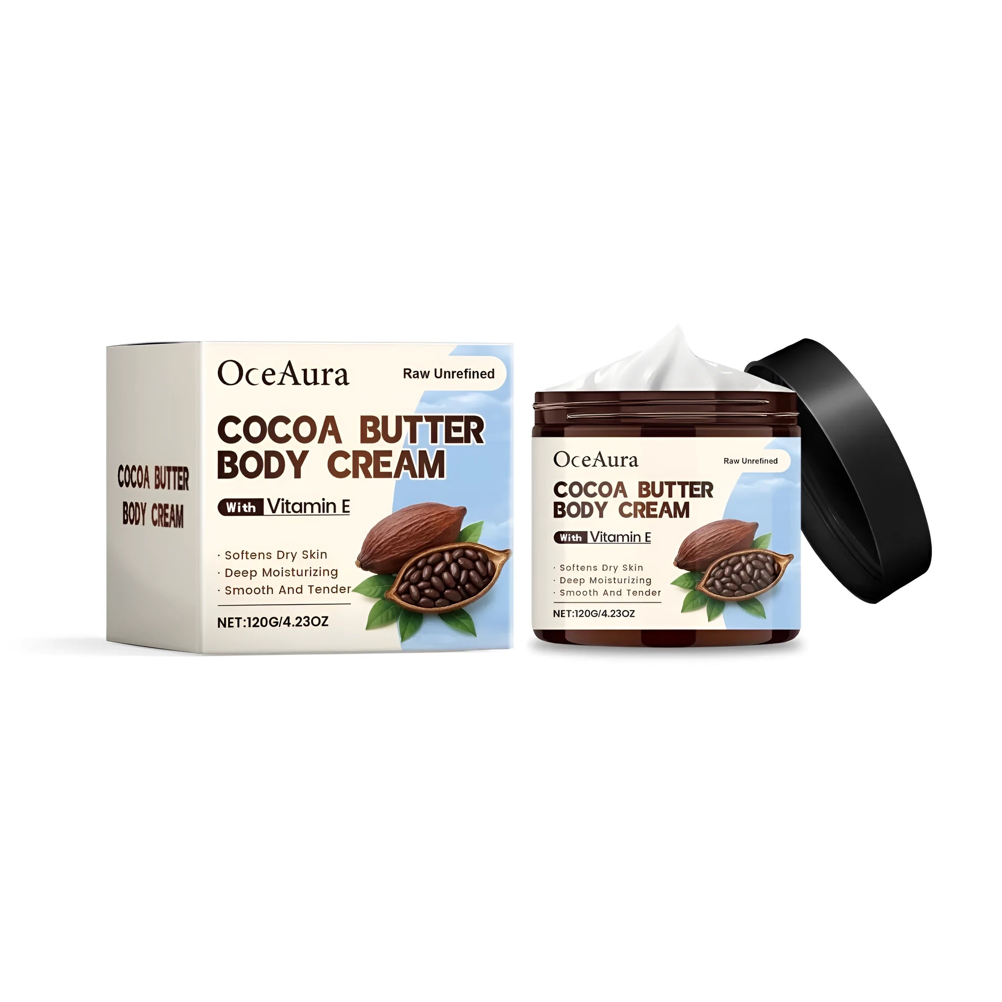 120g tube of cocoa butter body cream with vitamin E and coconut oil moisturising formula