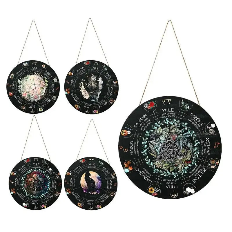 Boxwood decorative wooden pendant with choice of five carved disc designs on a neutral background.