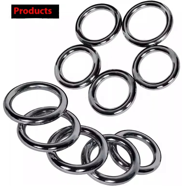 Electroplated carbon steel Wing Chun training ring for forearm strength, shown in three sizes.