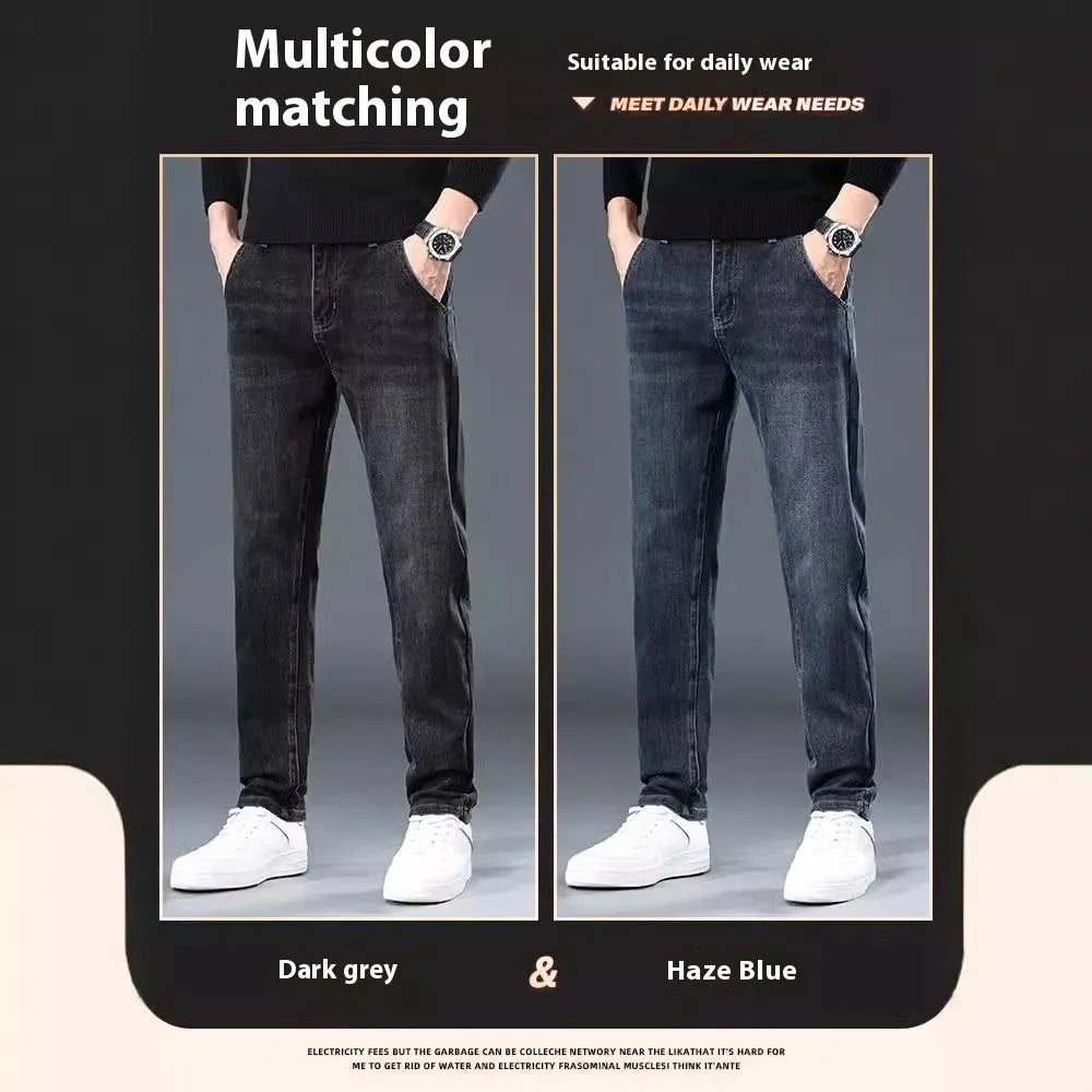 Women's straight leg trousers in blue grey with micro-elastic polyester fabric