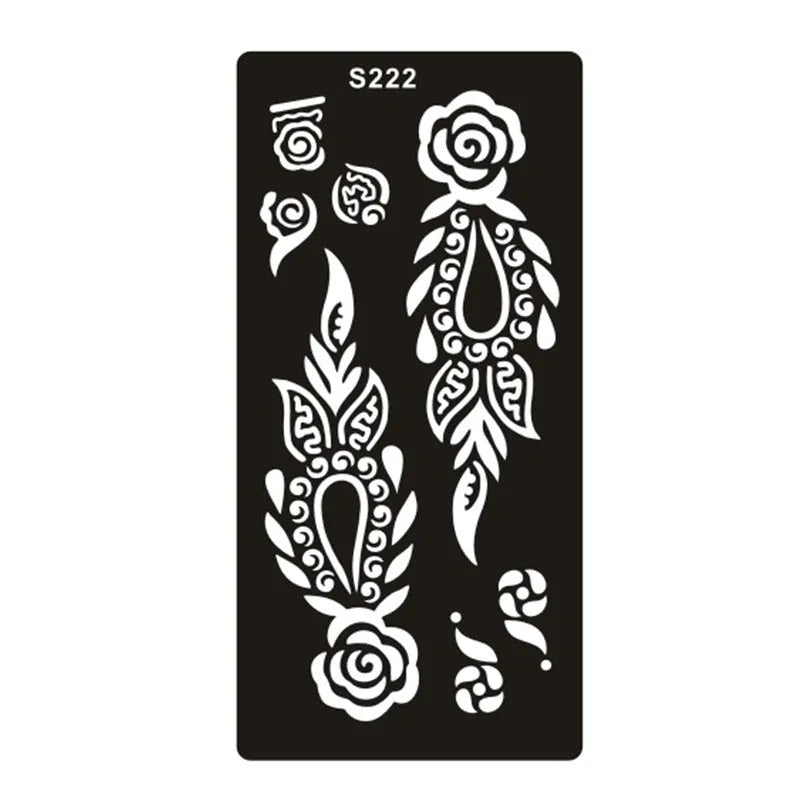 Geometric hollow tattoo template sticker on water transfer paper showing Southeast Asian design