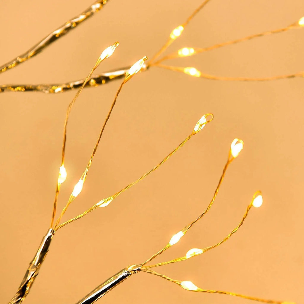 LED tree shape string lamp with 108 warm white beads on a 50cm copper wire frame