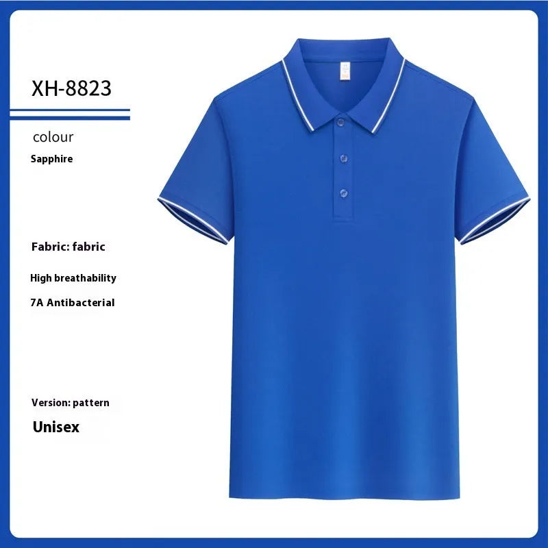 Slim fit antibacterial polo shirt with lapel collar in light purple colour showing short sleeves