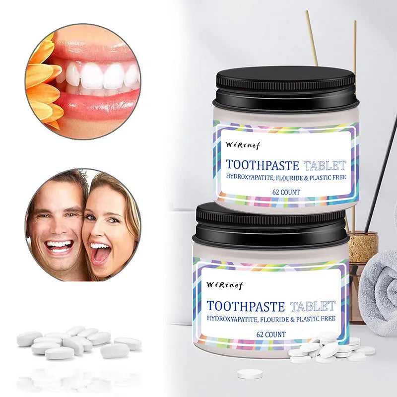 62 TP19 toothpaste tablets in portable chewing format for travel dental care