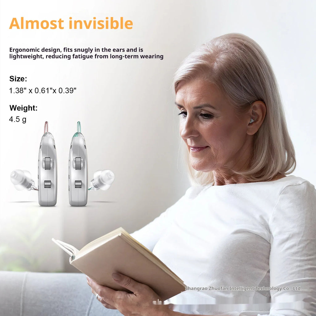 Silver USB charging hearing aid for the elderly with noise reduction