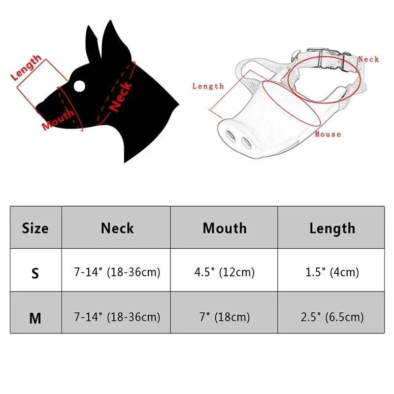 Silicone anti-bite mouth cover for dogs and piggies with long snouts in blue and green colours