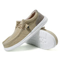 Men's green and orange canvas casual shoes with mosaic design and rubber sole.