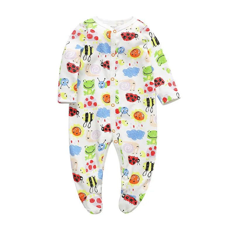 Cotton one-piece baby romper with dinosaur print for infants 3-12 months