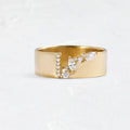 Gold-colour women's ring with zircon stone in copper electroplated setting