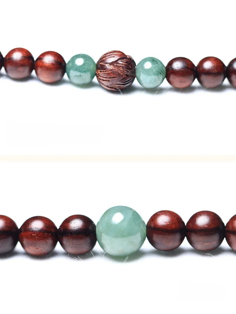 Pterocarpus Santalinus 108 bead bracelet with 6mm rosewood beads and carved Hotian jade pendant in national style