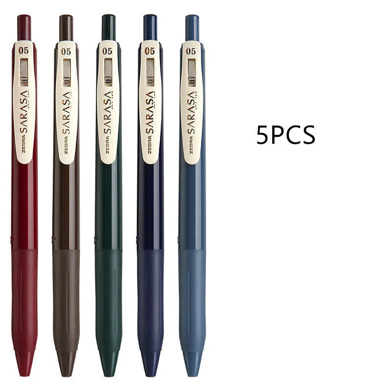 Press The Water 0.5mm bullet gel pen in a selection of retro colour finishes including blue, black, coffee, and wine red.