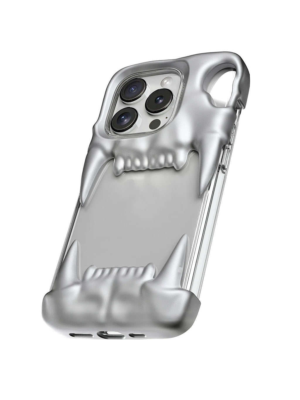 Metallic silver silicone phone case with transparent inner shell for iPhone 15 series