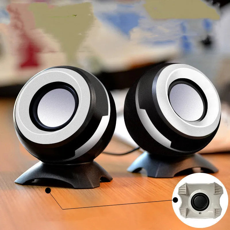 Compact USB desktop speakers in black gold, black plating, white gold or white plating with 3W stereo output