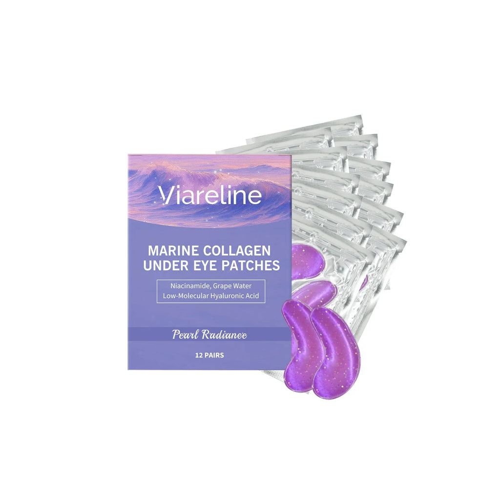 Box of 12 pairs of collagen and hyaluronic acid moisturising eye masks.