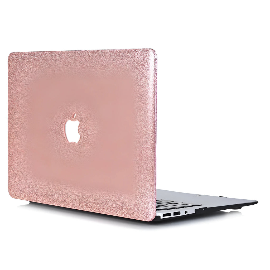 MacBook flash powder protective case with PC and imitation leather finish, Rose Gold colour, Plane style
