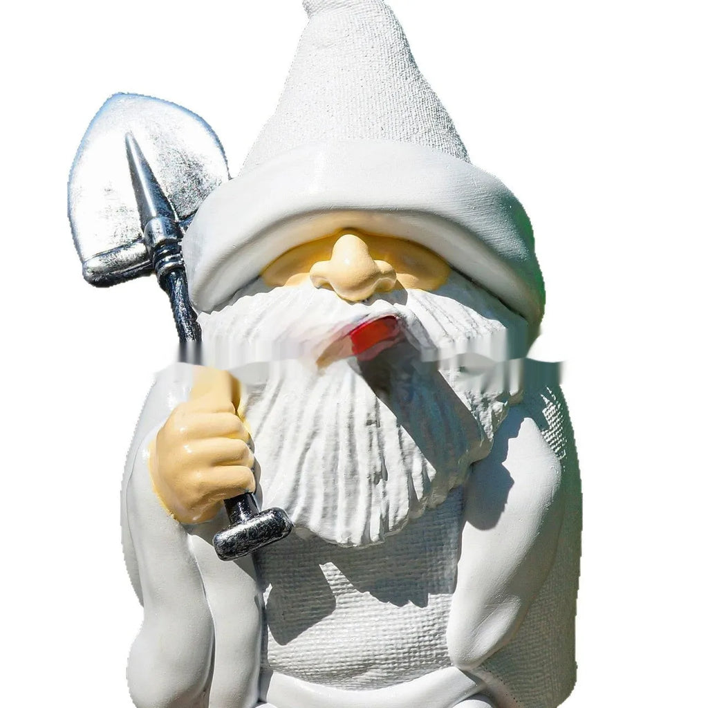 Smoking Shovel Dwarf Christmas resin ornament with plastic shovel for garden or indoor holiday decoration